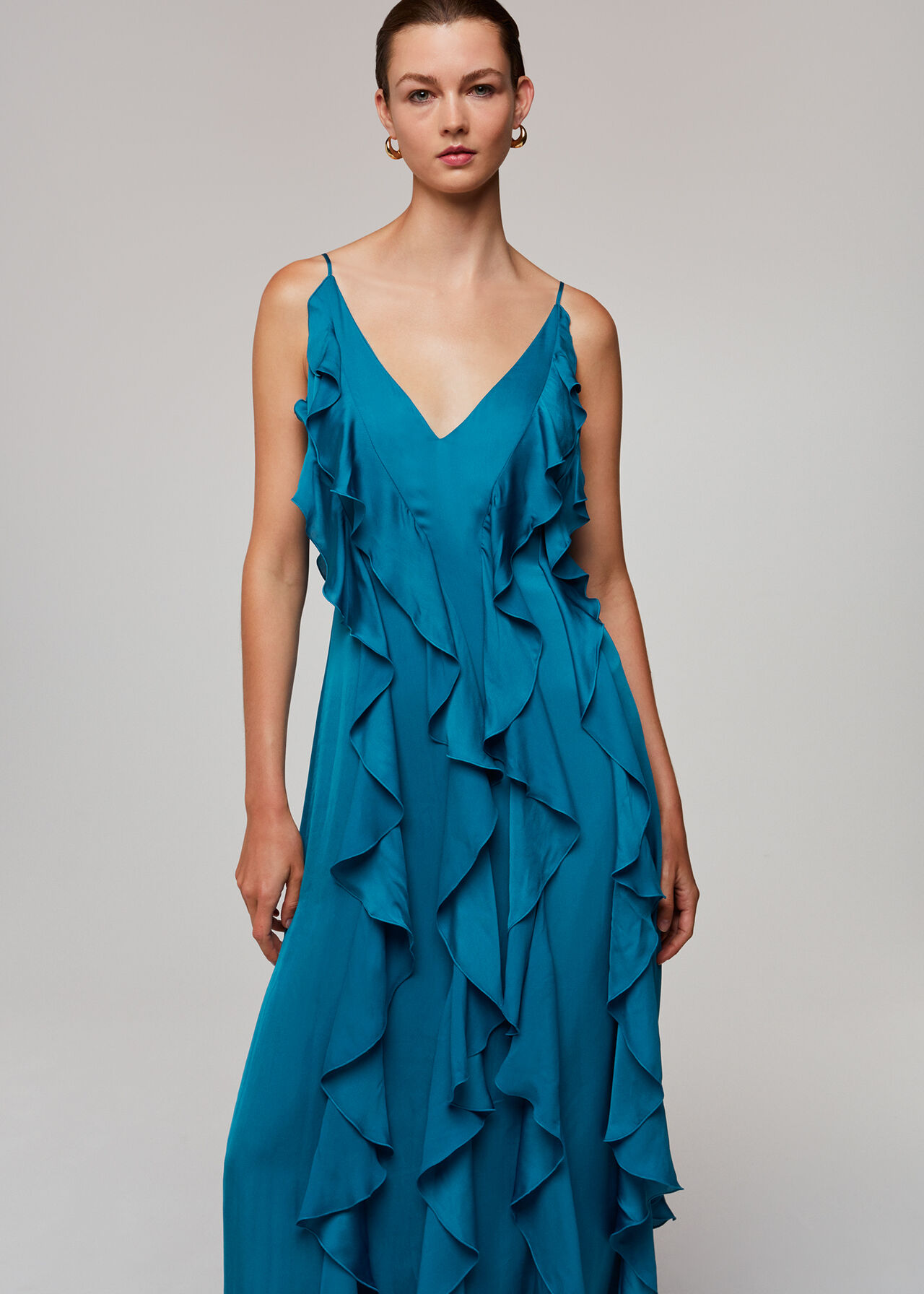 Blue Ruffle Maxi Dress | WHISTLES | Whistles UK