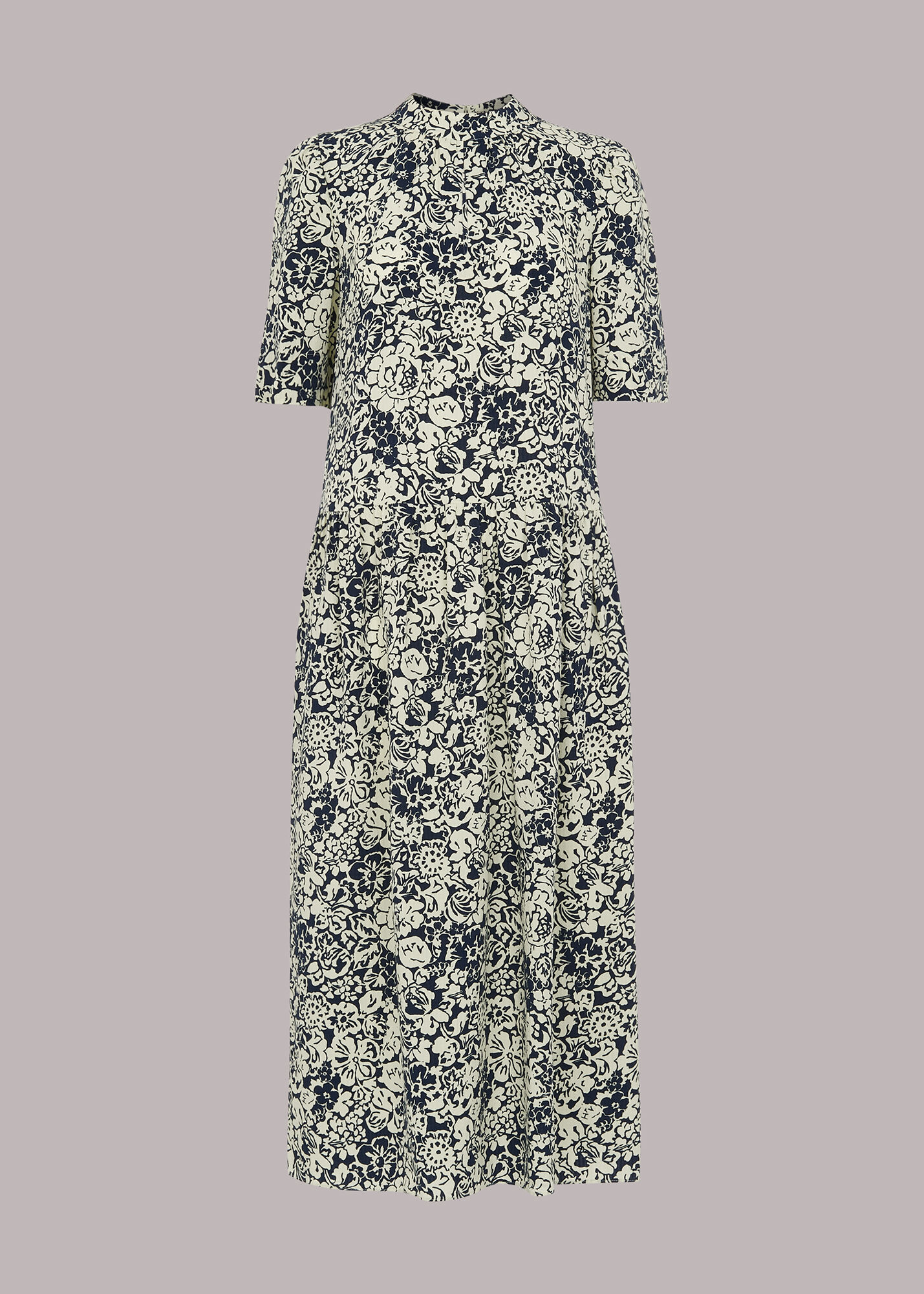 Spot Trapeze Dress, Navy main image 0