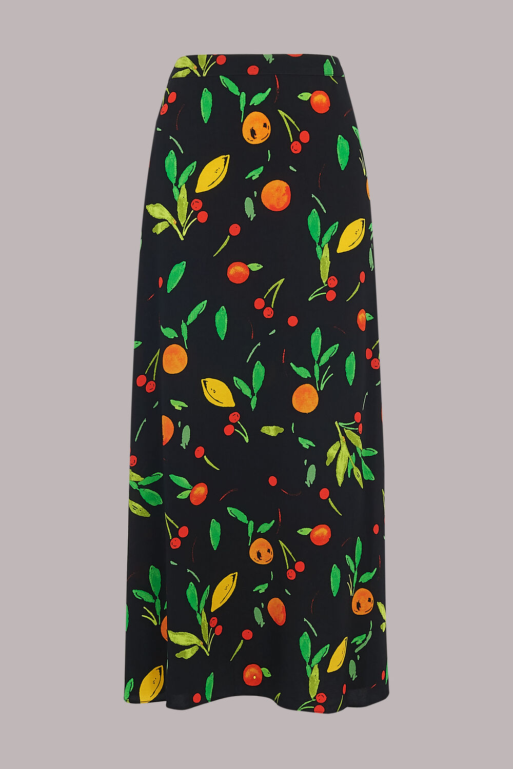 Black Fruit Print Skirt