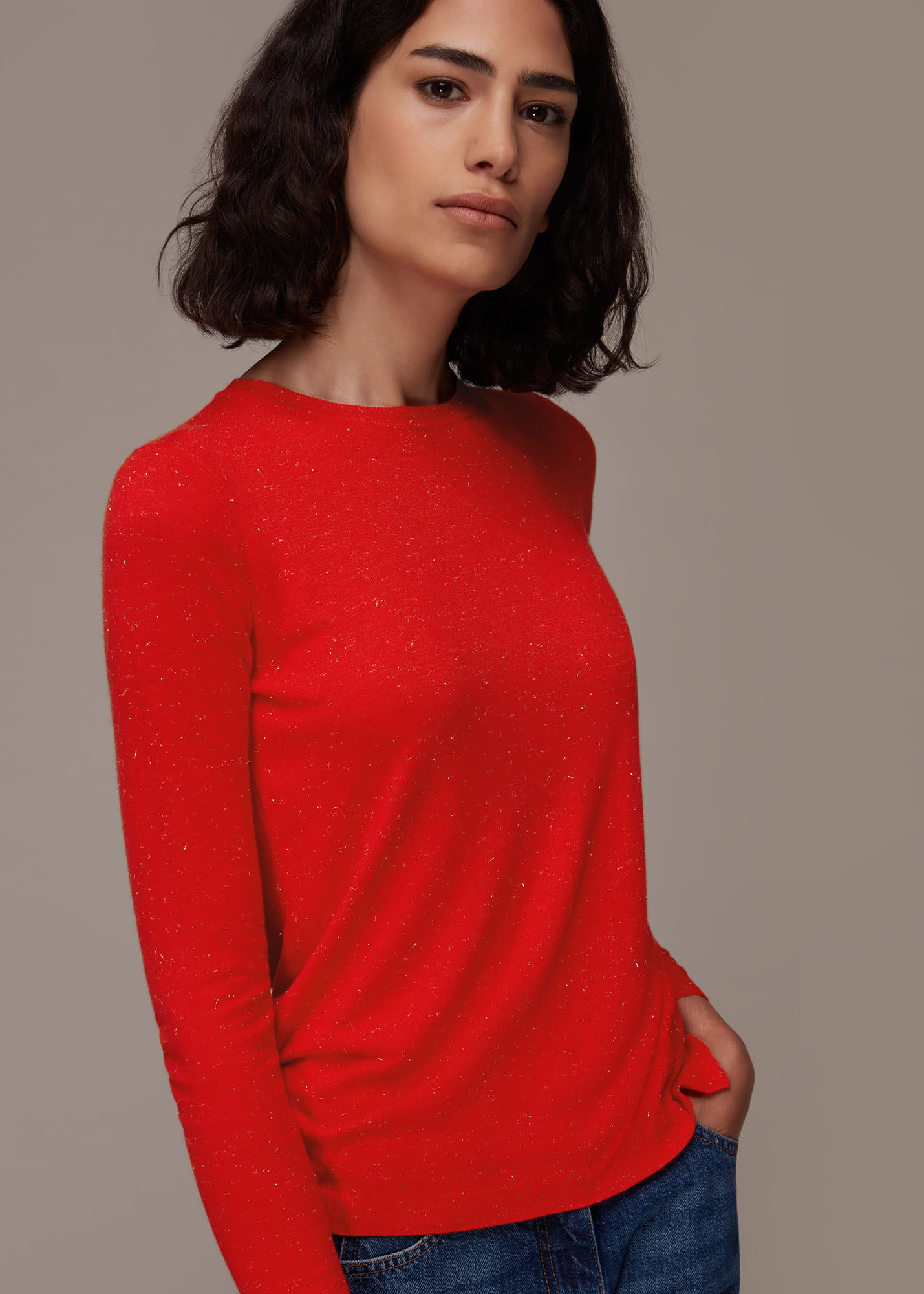 Sparkly red sweater shop