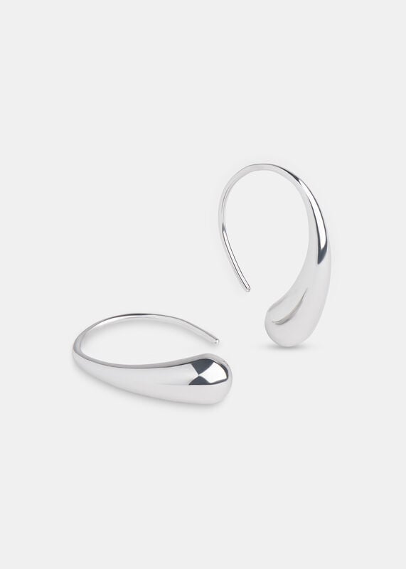 Silver Curved Teardrop Wire Earring
