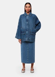 Straight Denim Midi Skirt