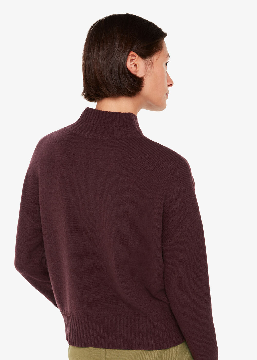 Wool Double Trim Funnel Neck