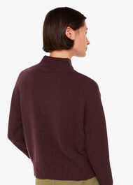 Wool Double Trim Funnel Neck