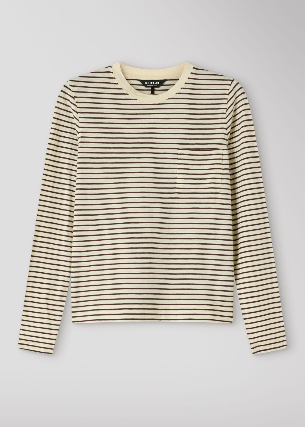 Stripe Crew Neck Pocket Top