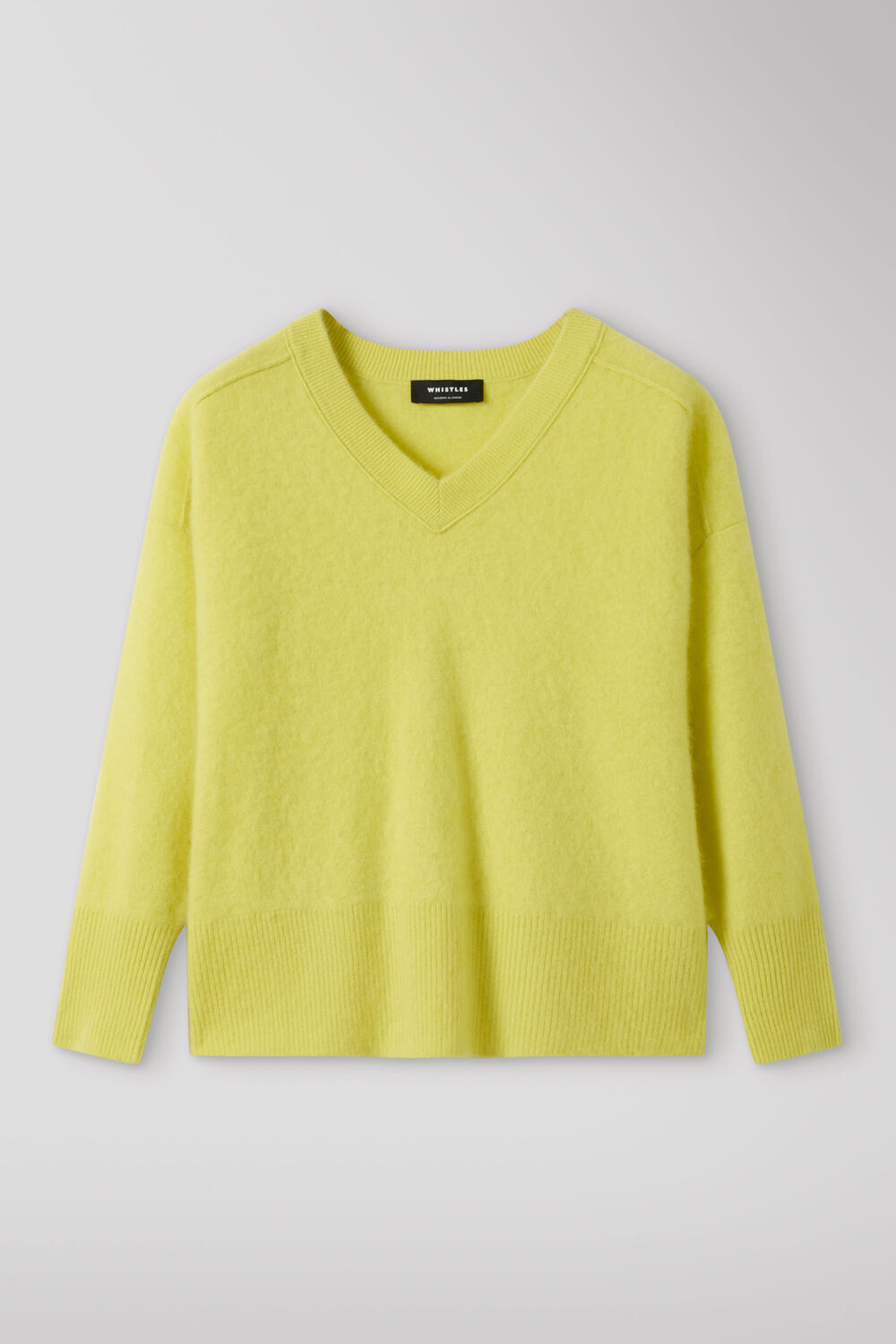 Yellow Brushed Cashmere V Neck Knit