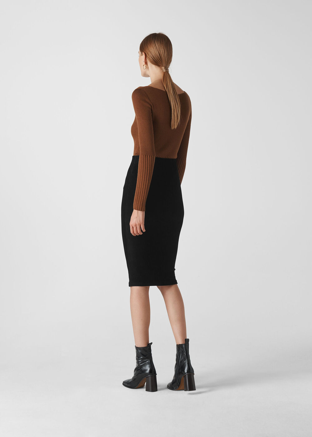 Velvet Jersey Tube Skirt Black
