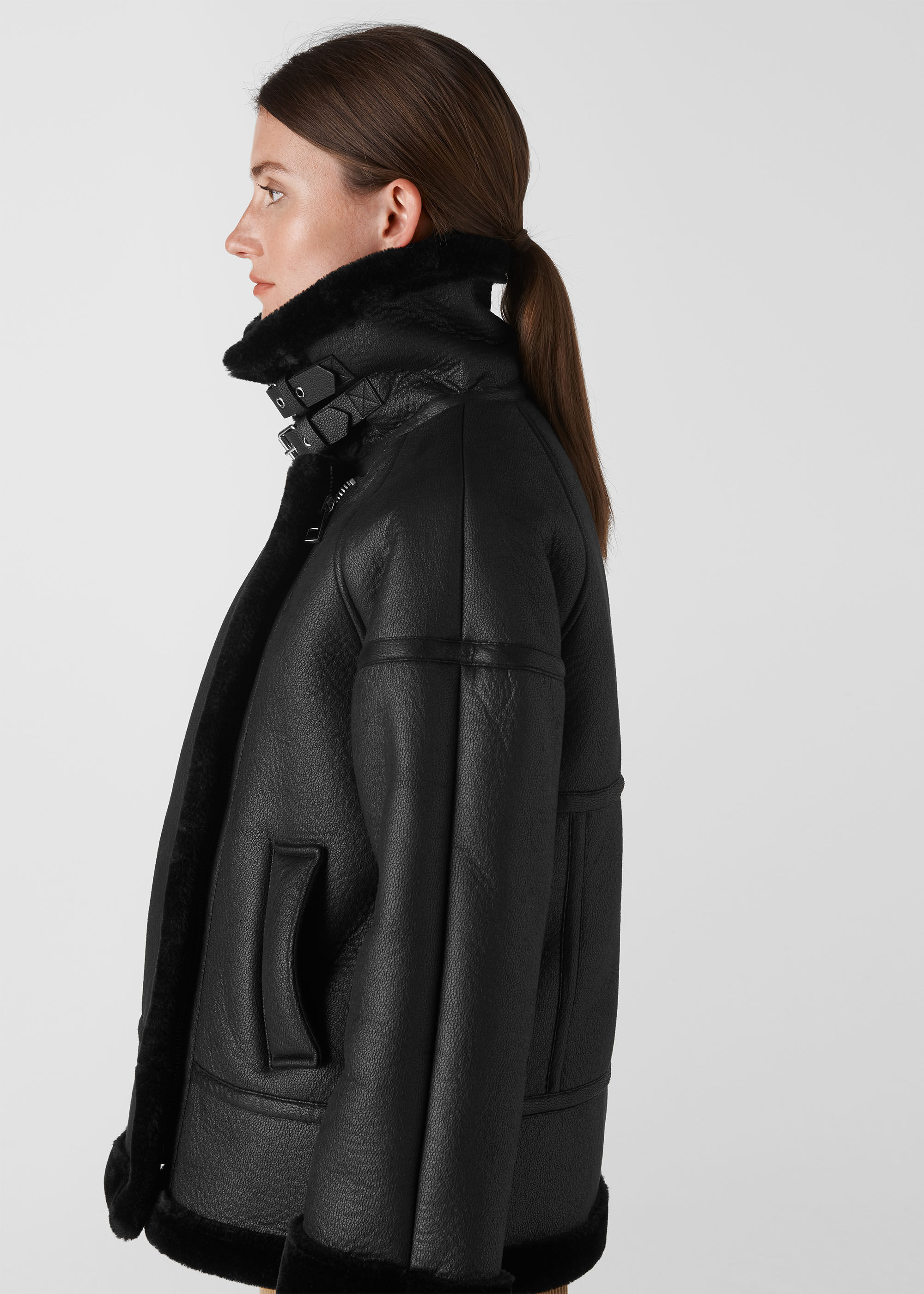 Whistles faux fur biker jacket clearance