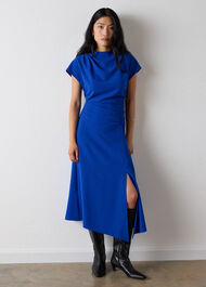 Crepe Ruched Midi Dress