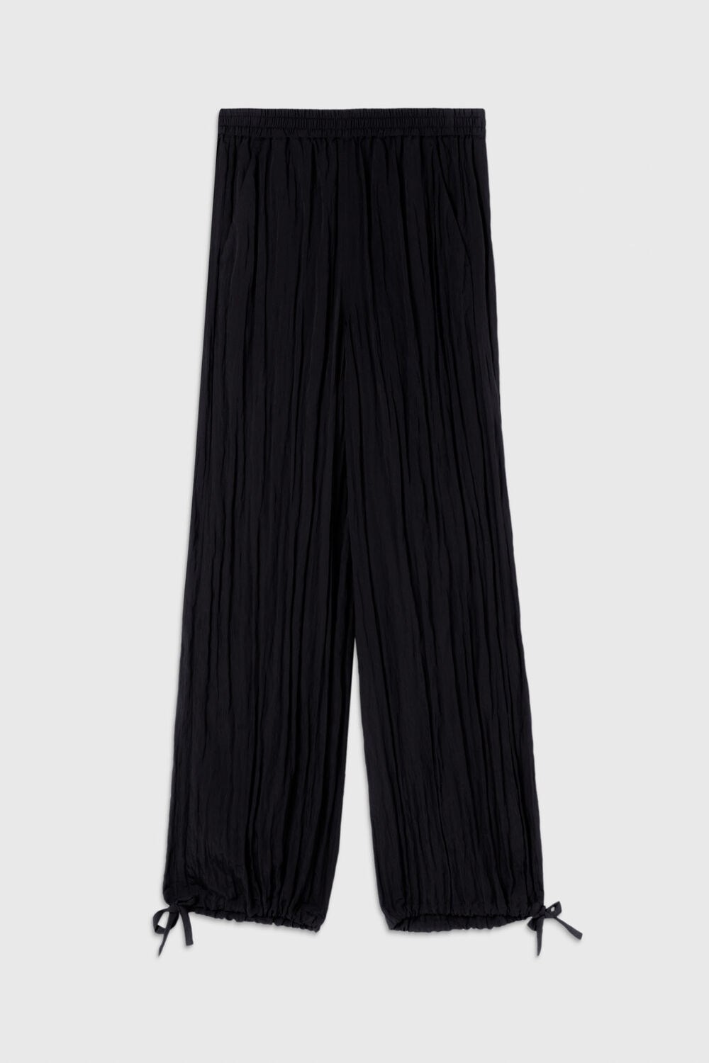 Black Balloon Tie Hem Trousers