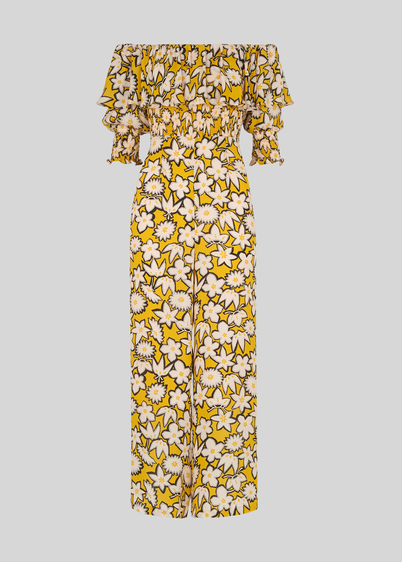 Rhea Print Silk Jumpsuit Yellow/Multi