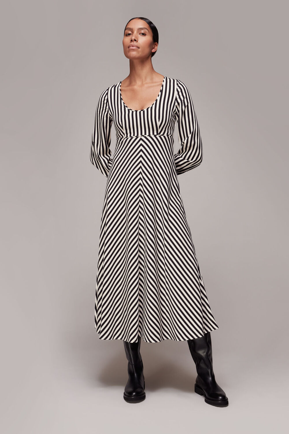 Black Misha Diagonal Print Dress