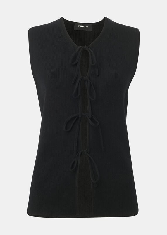 Black Tie Front Detail Tank