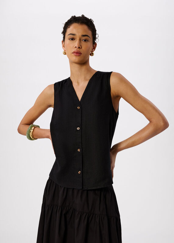 Black Laura Linen Tank