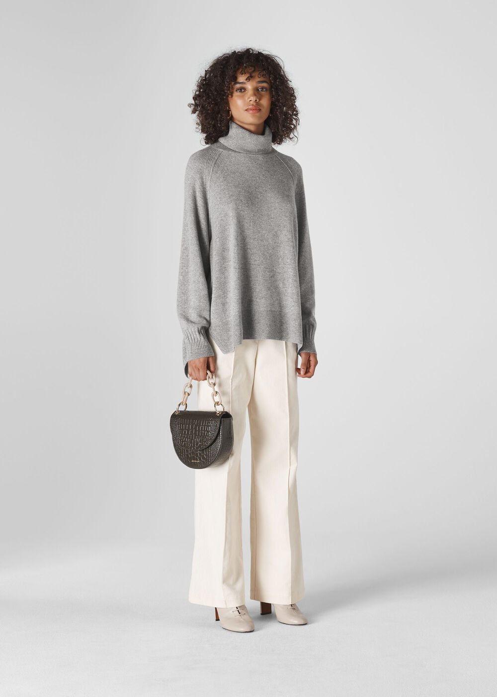 Cashmere Roll Neck Sweater Grey