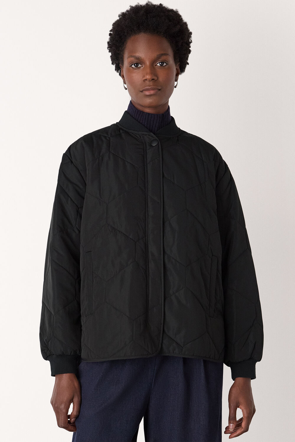 Black Ida Short Quilted Coat