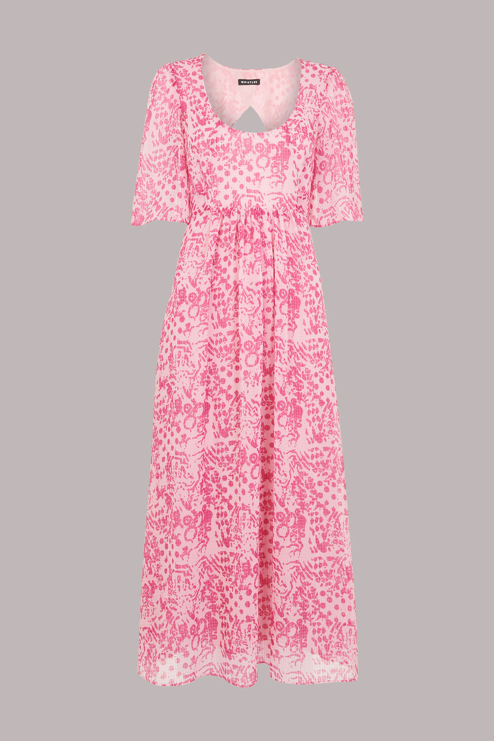 Pink Abstract Batik Midi Dress