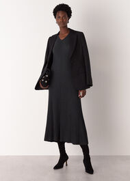 V Neck Cable Ribbed Knit Dress