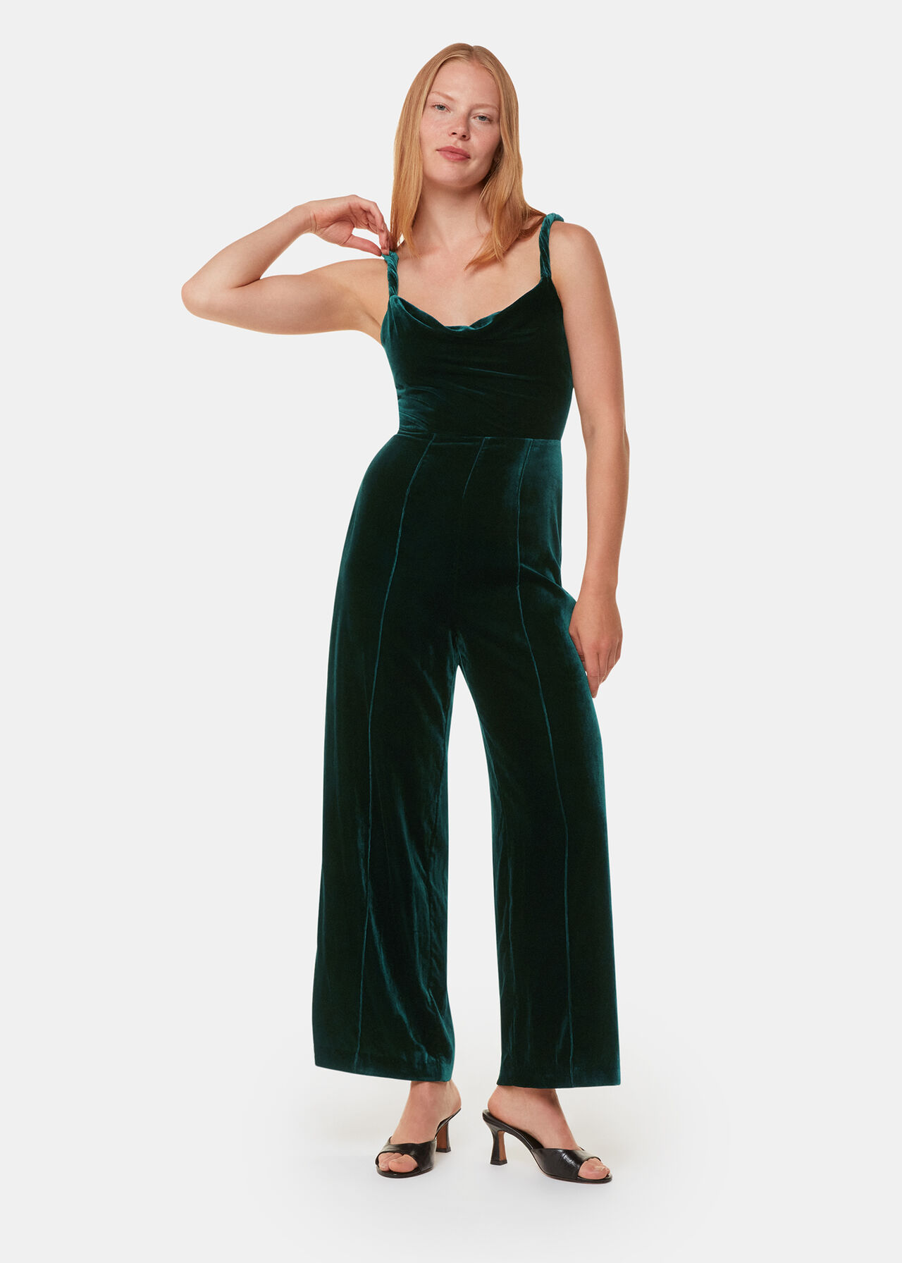 Twist Strap Velvet Jumpsuit