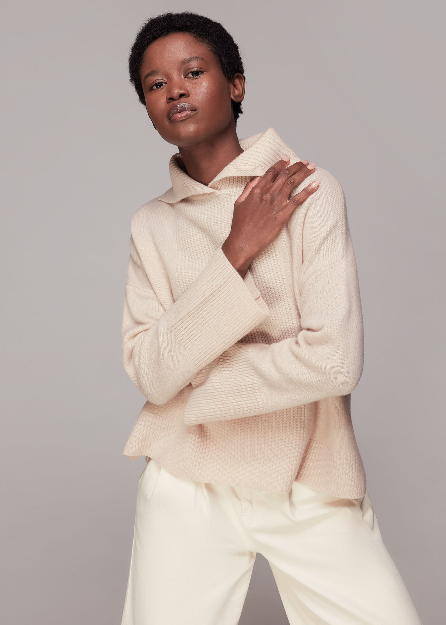 Neutral Rib Detail Collar Jumper