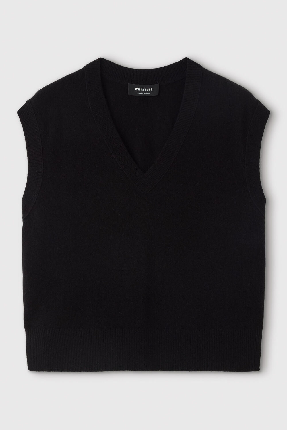 Black Cashmere V Neck Sweater Vest