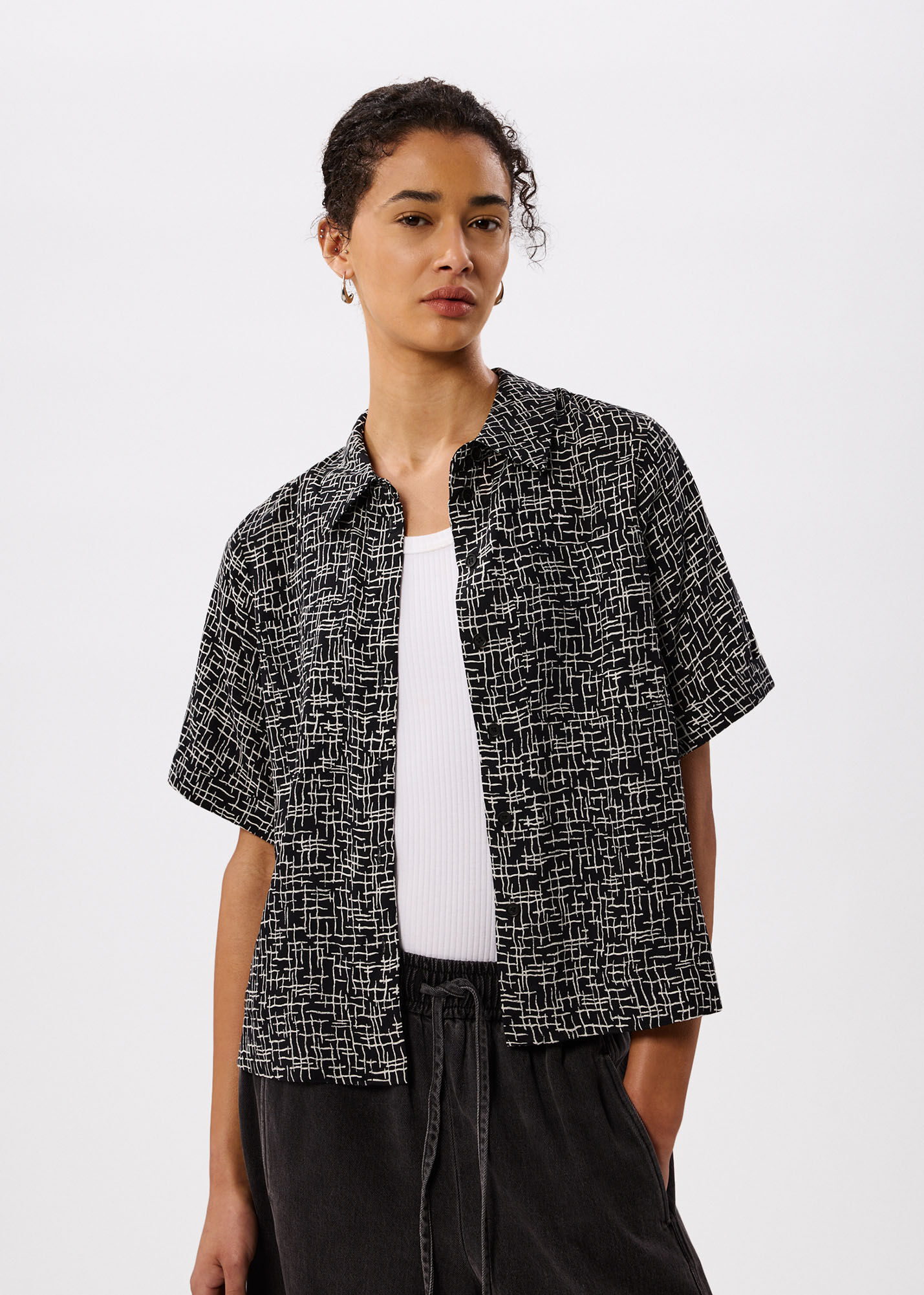Black/Multi Woven Grid Shirt | WHISTLES | Whistles US |