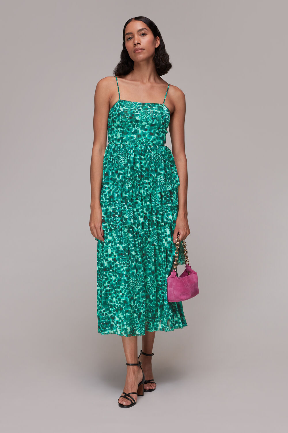 Green Watercolour Wildcat Tier Dress