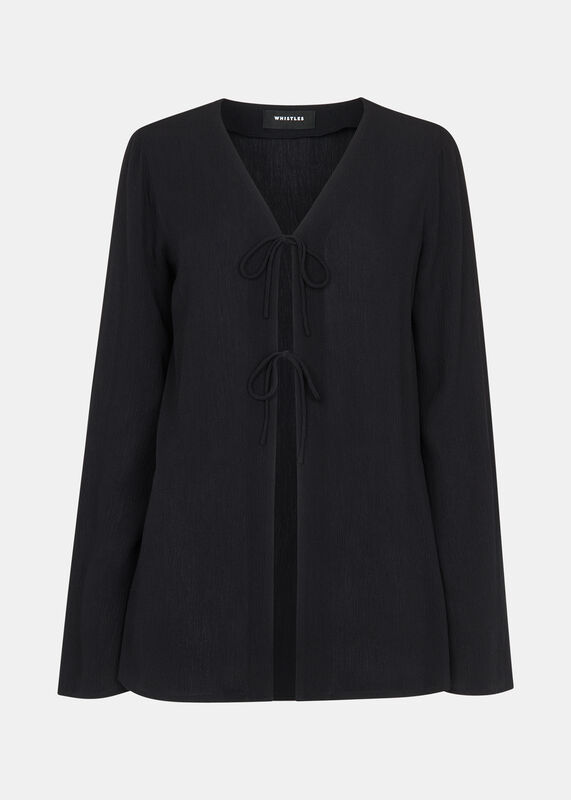 Black Beach Tie Front Top