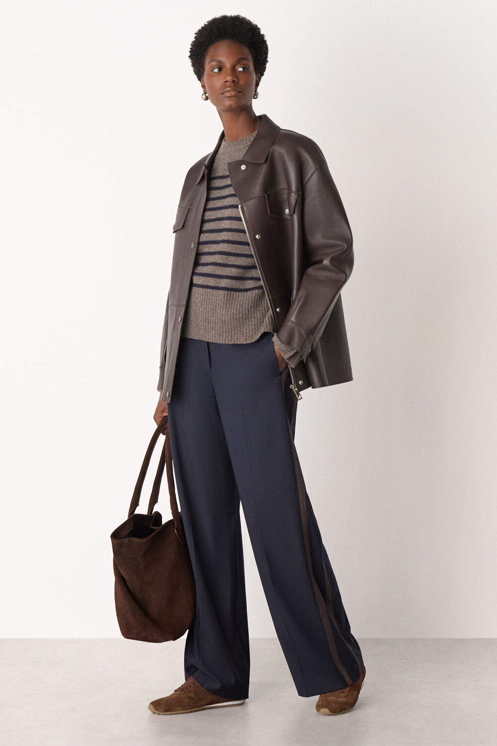 Wool Stripe Crew Neck Knit