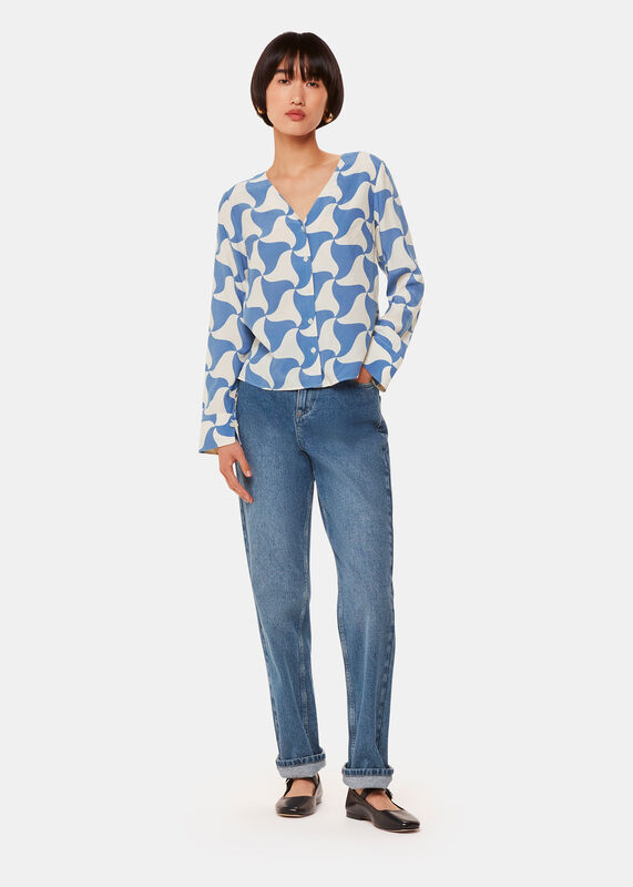 Blue Spun Triangle Blouse