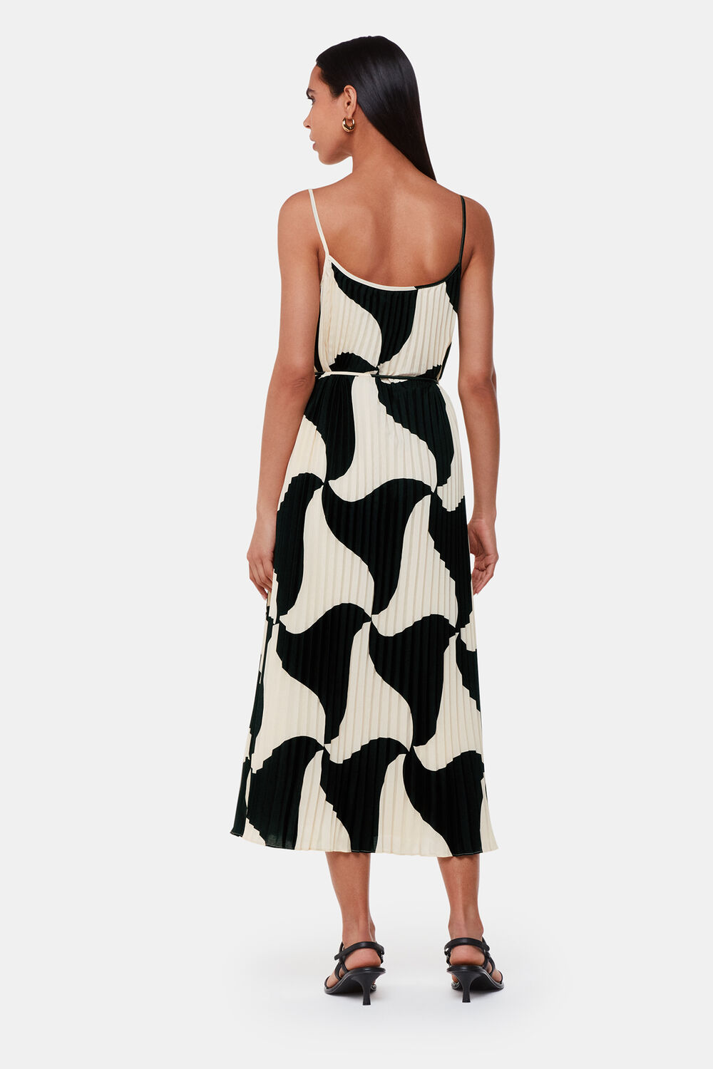 Black Triangle Swirl Pleated Dress