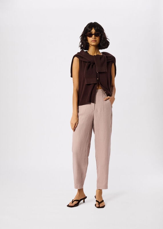 Dusty Pink Linen Barrel Leg Pants&nbsp;