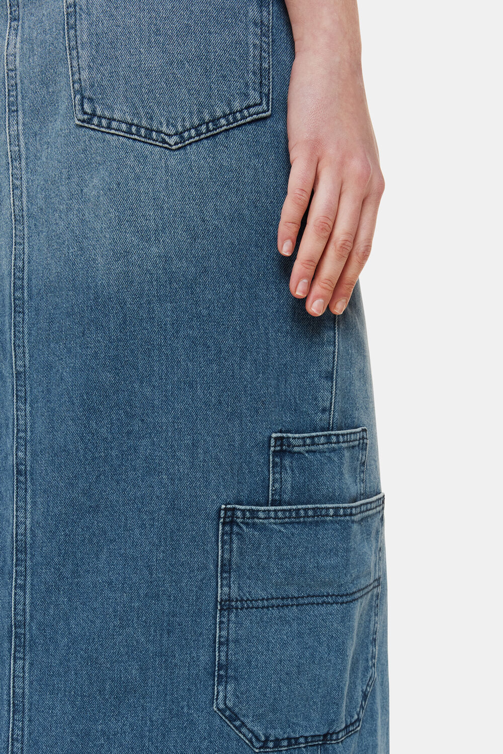 Cora Utility Denim Maxi Skirt