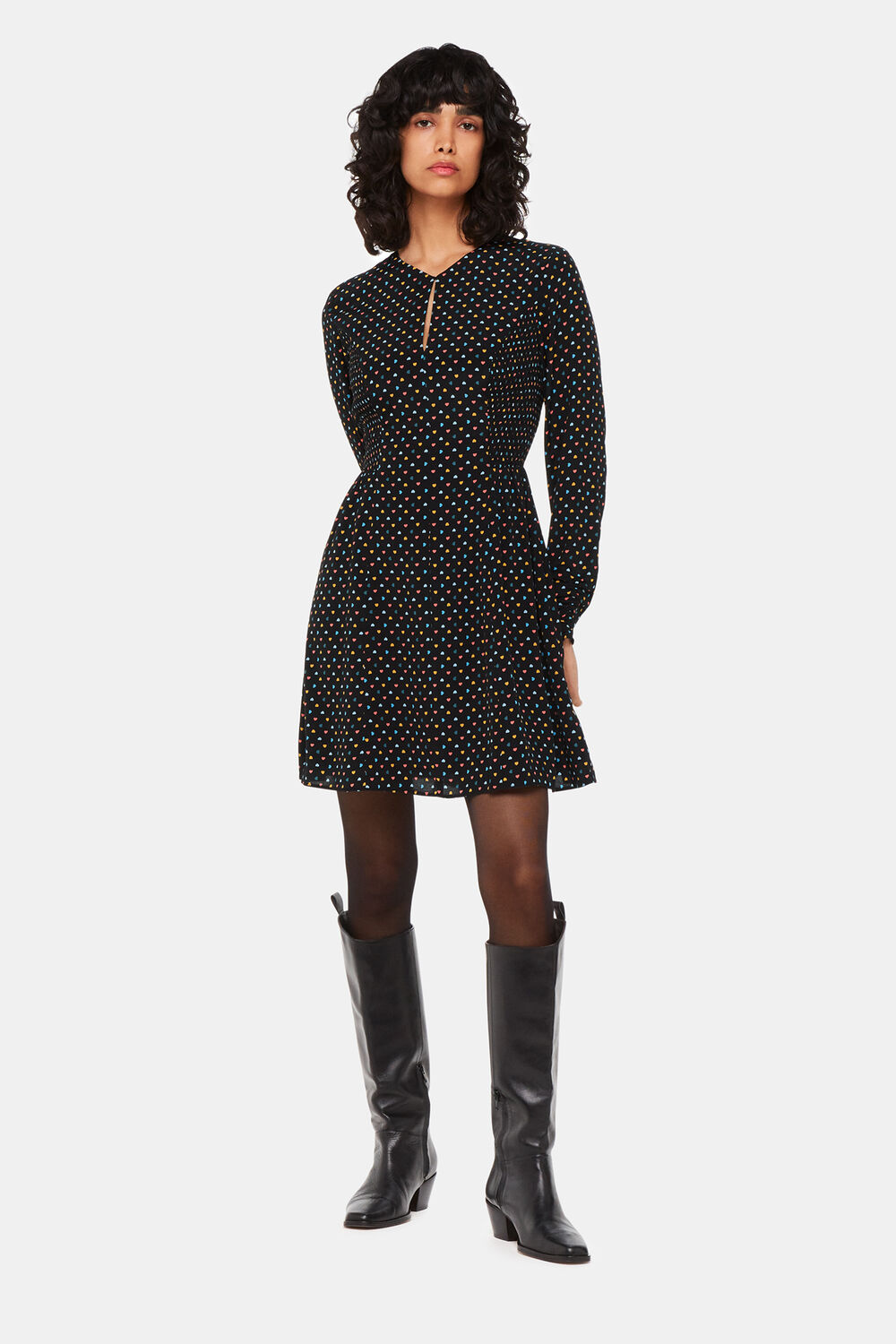 Black Scattered Hearts Flippy Dress
