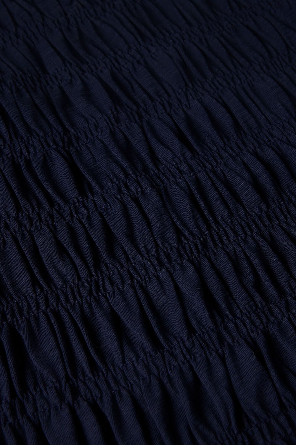 Navy Jersey Shirred Midi Dress