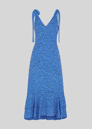 Lunar Spot Tie Shoulder Dress Blue/Multi