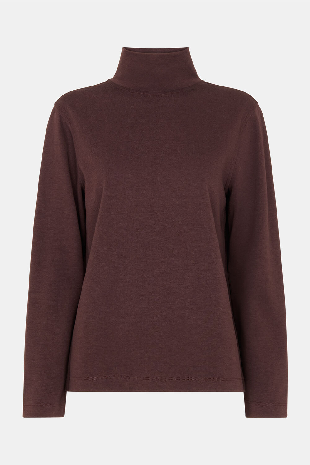 Brown Long Sleeve Funnel Neck Jersey