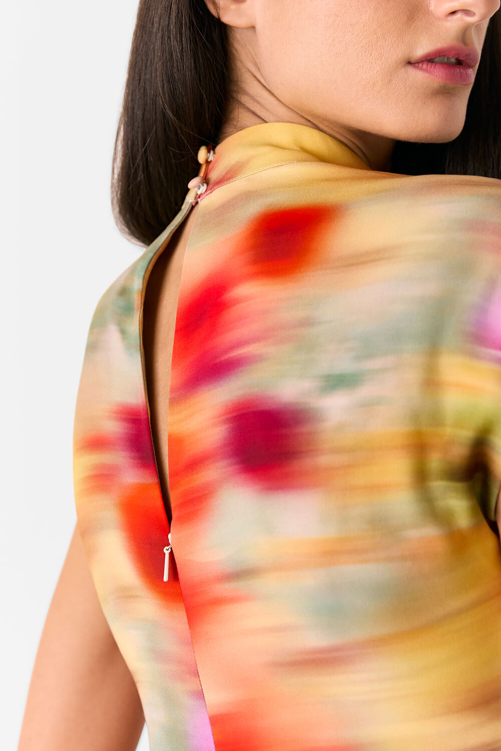 Photographic Flower Midi Dress