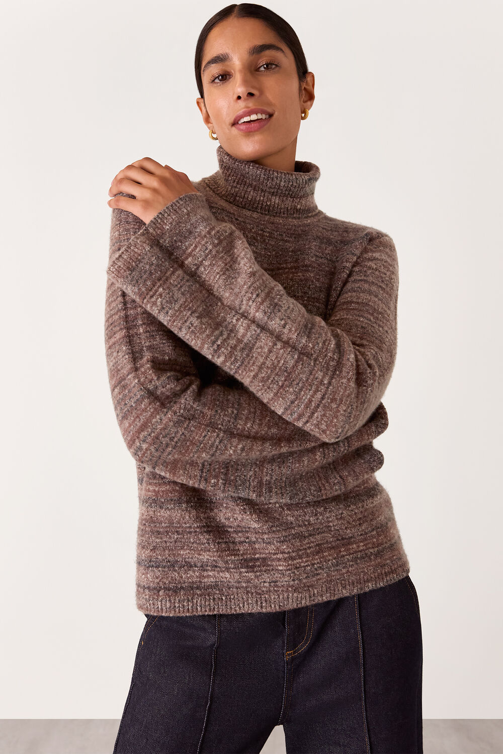 Textured Funnel Neck Knit
