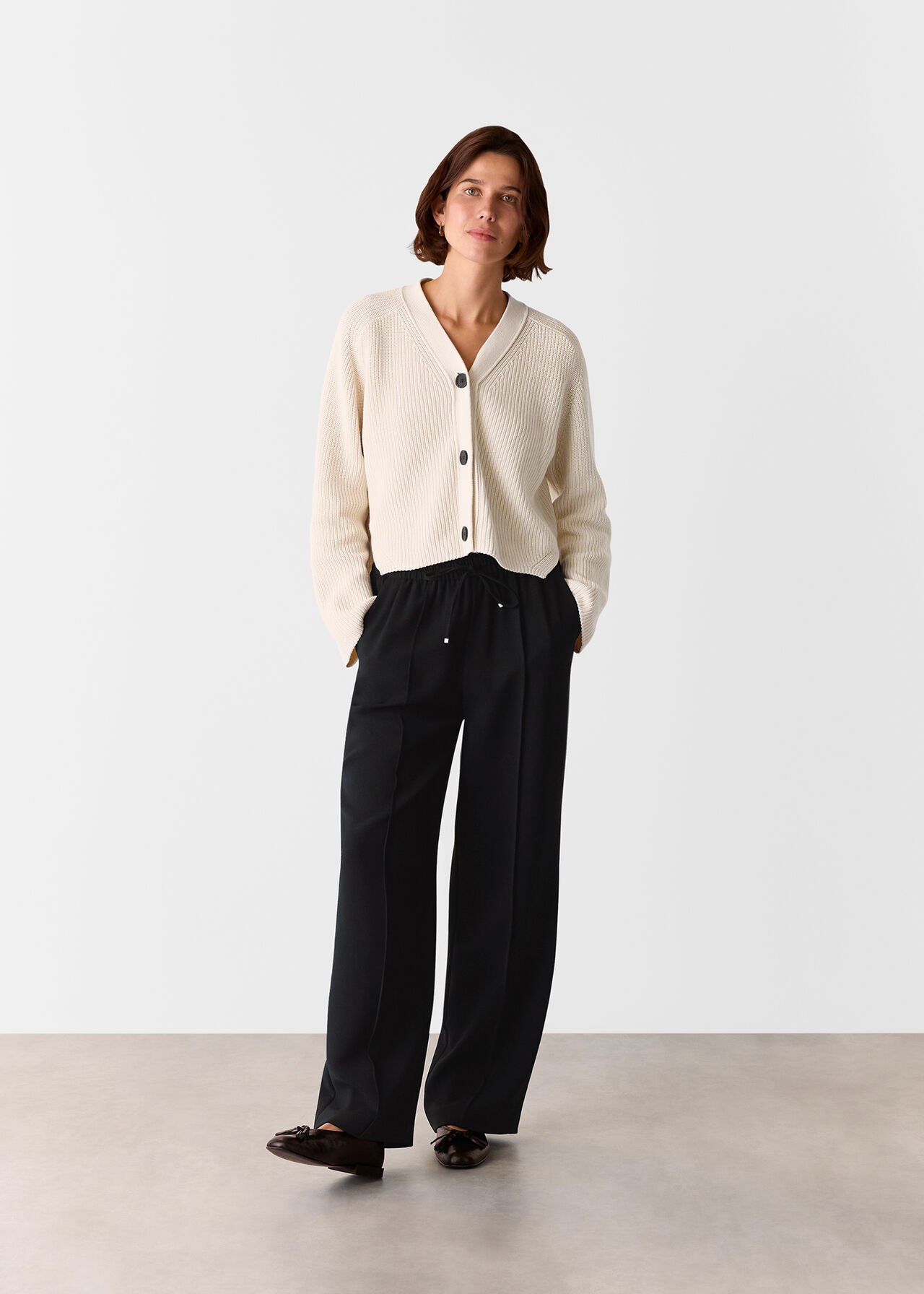 Drawstring Waist Crepe Trouser