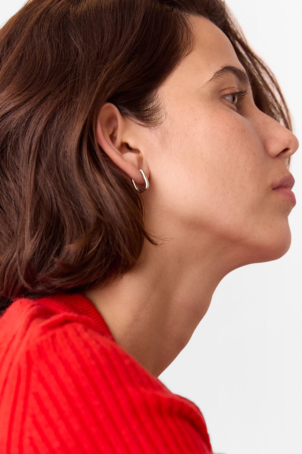 Silver Rectangular Huggie Earring