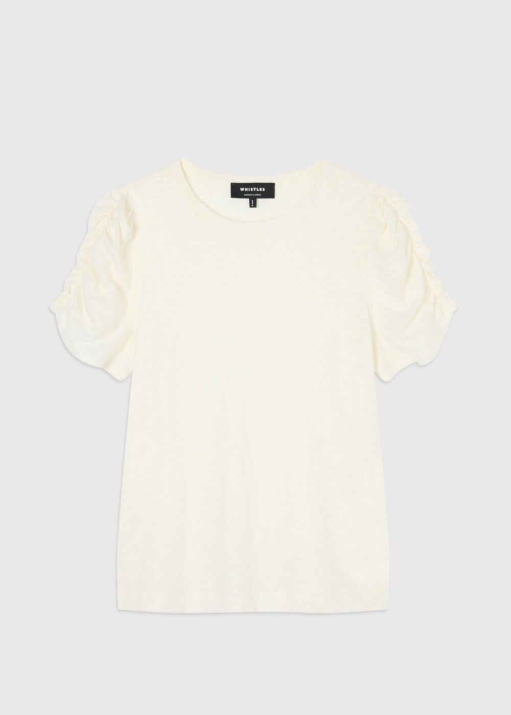 Round Neck Gathered Sleeve Tee
