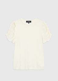 Round Neck Gathered Sleeve Tee