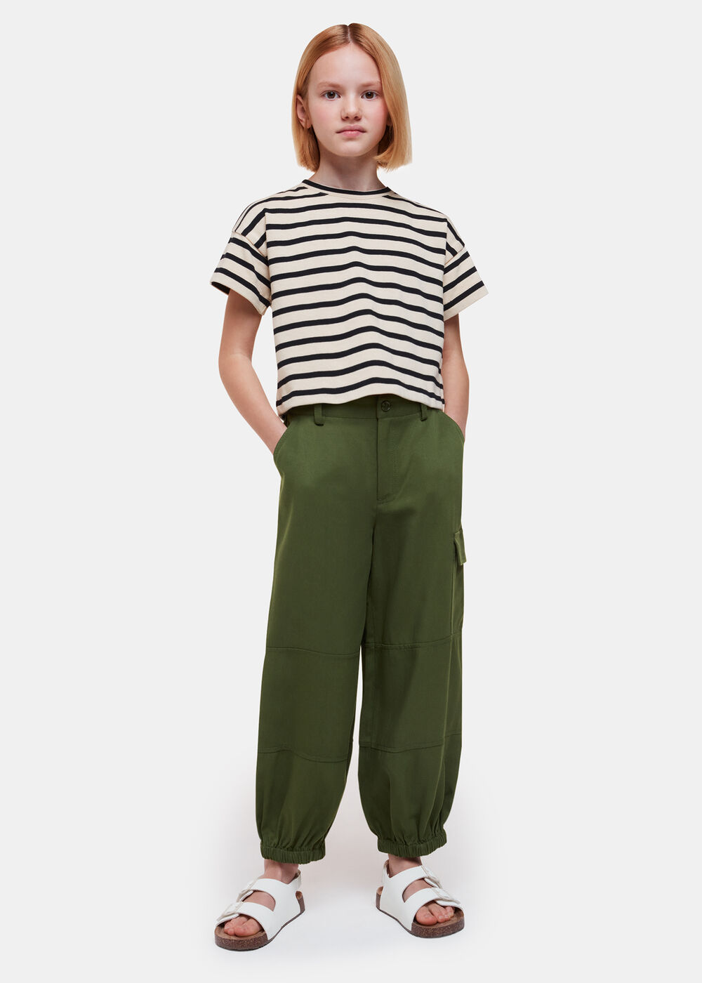 Khaki Little Grace Cargo Pants&nbsp;