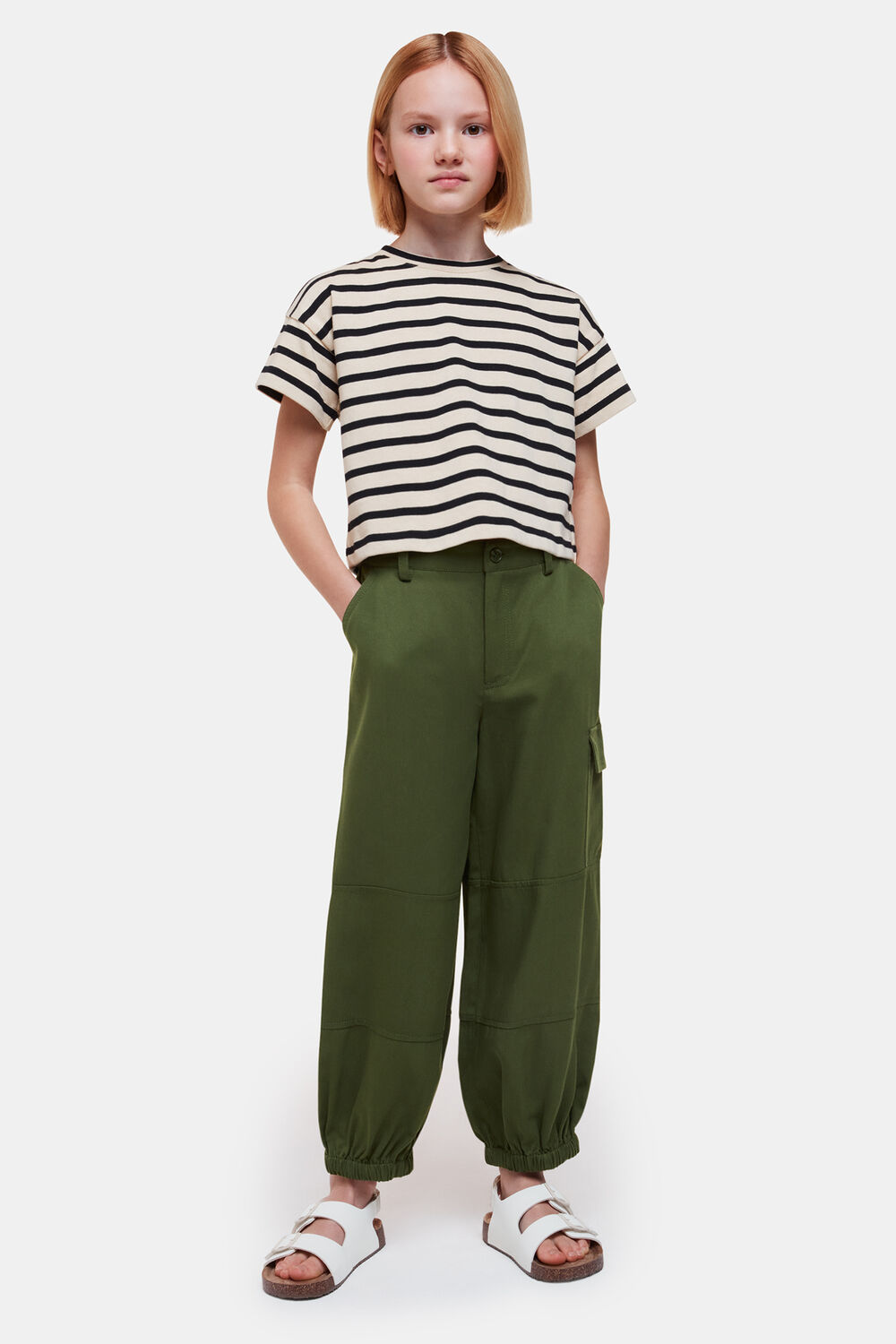 Khaki Little Grace Cargo Pants&nbsp;