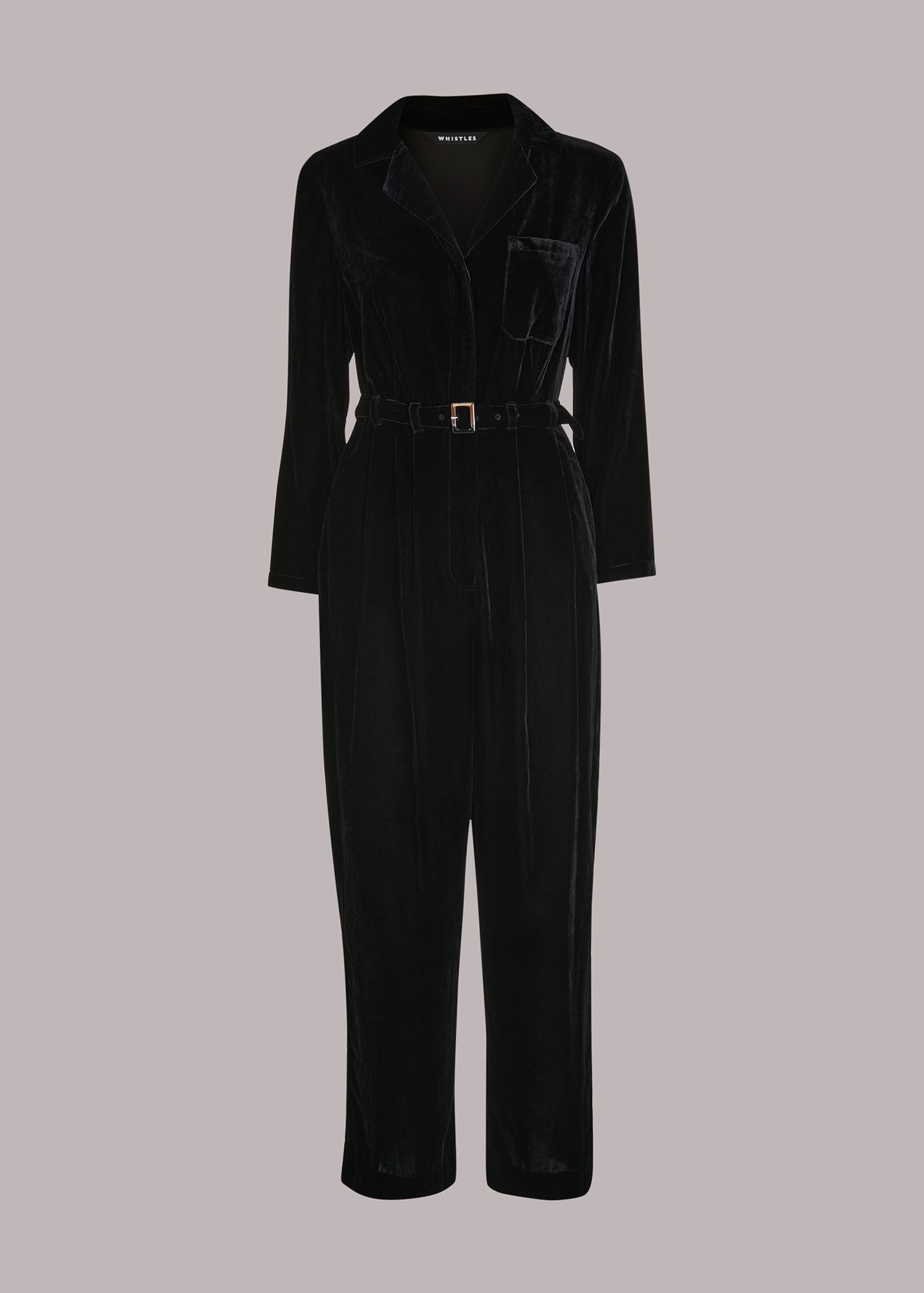 Black Avery Velvet Jumpsuit | WHISTLES