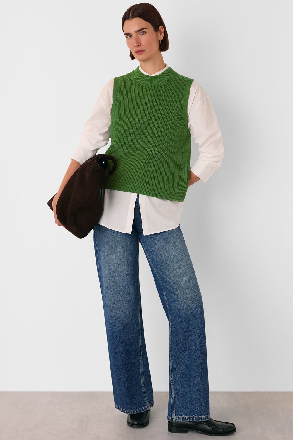 Green Cotton Back Detail Ribbed Tank