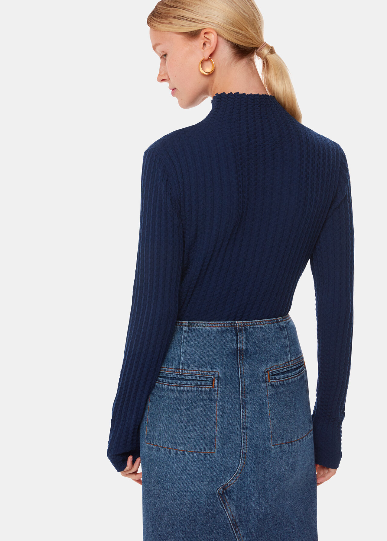 Textured Detail High Neck Knit