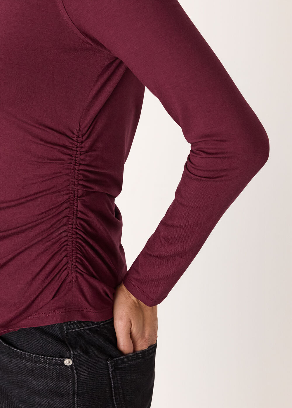 Ruched Side Long Sleeve Top