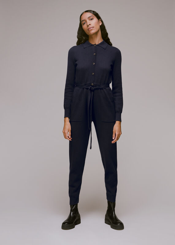 Knitted Button Front Jumpsuit